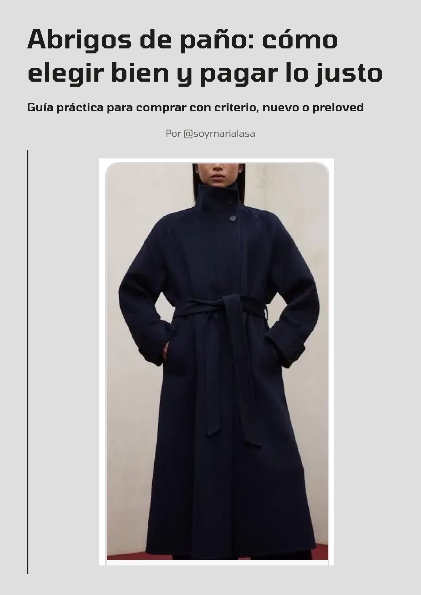 Portada de «Abrigos de paño: cómo elegir bien y pagar lo justo»